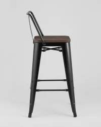 Стул полубарный Tolix Wood со спинкой Черный