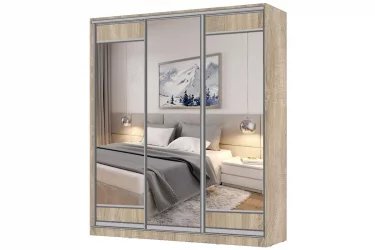 Шкаф-купе 3-х дверный Виктория 2000х584х2300, Дуб сонома светлый 20ДЛЗЛДЗДЛЗЛ-ЯЯПП-Дсс 310-3348