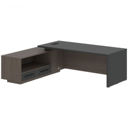 Стол руководителя левый VELION VCT 2319 L Яшма черный Дуб Сильвер