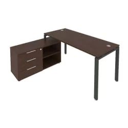 Рабочая станция на П-образном м/к с опорной тумбой левая Метал Сйстем Б.РС-СТС-2.4 Л Венге/Антрацит / Metal System
