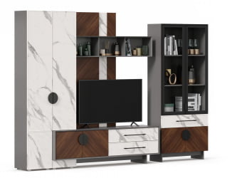 Набор мебели для гостиной Вилена №3 Оникс Серый/Орех/Монте белый