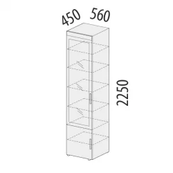 Шкаф-витрина (лев/прав) Тиффани 600.06