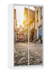 Шкаф-купе со стеклом Экспресс Дуо 1200х2200h Улица/Белый снег