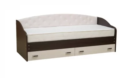 Кровать с мягким элементом Софа №7 900*1900 Венге/Ясень Анкор светлый/Велюр 002