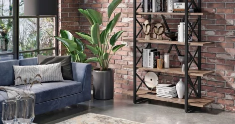 Стеллаж на колесных опорах - 3 полки LOFT  VR.L-MST.K-3.4 Металл черный Дуб Аризона