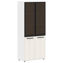 Шкаф комбинированный  с дверьми в металлической раме ЕДИС ЕХCС 85.7 Ясень Траун Черный Белый / EDIS EHCS