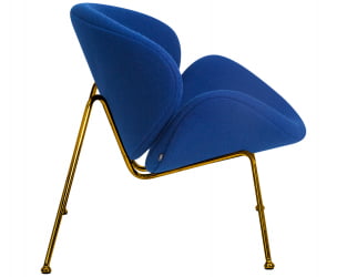 Кресло дизайнерское DOBRIN EMILY (синяя ткань AF6, золотое основание)