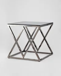 Журнальный стол ИНСИГНИЯ 55кс55 Темный хром стекло смоке / 55x55 smoke