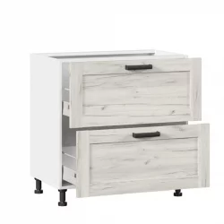 Тумба кухонная 800 с 2 ящиками ЛЮКС (4) Тип 1 Винченца ЛД 234.920.000.023 Белый Дуб Крафт белый