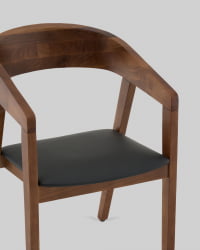 Стул Вудкерри каркас дерево цвет темный орех экокожа черный