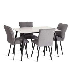 Обеденный стол Austen/Остин столешница керамика (матовая) /опоры металл, белый/черный, 120х80х75см