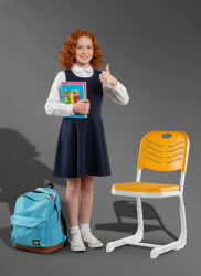 Стул ученический регулируемый пластиковый (рост 5-7) Желтый