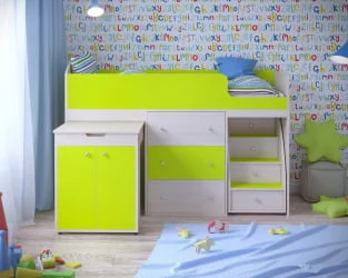 Кровать-стол Малыш Дуб/Лайм