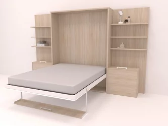 Кровать-трансформер Смарт 1 откидная с полками К 1400 Дуб молочный
