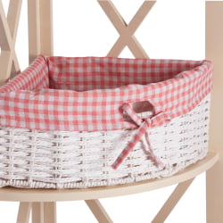 Угловая этажерка Secret De Maison ANGULAIRE 4 ( mod. PE-05 ) дерево павловния, мдф, 34x34x158см, white (белый), ткань - красная клетка