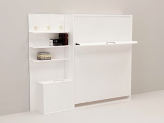 Откидная кровать с полкой Смарт 1 К 1400+П левая Ясень шимо темный