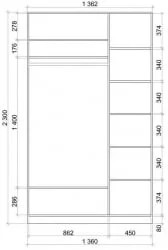 Черный шкаф-купе Хит-23-14-11 Аруба Венге