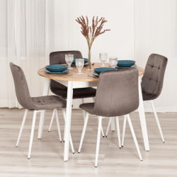 Металлический стул CHILLY (mod. JSC-220) Велюр/металл , 44,5х52,5х88 см, Dark grey (темно-серый) HLR24 / белый