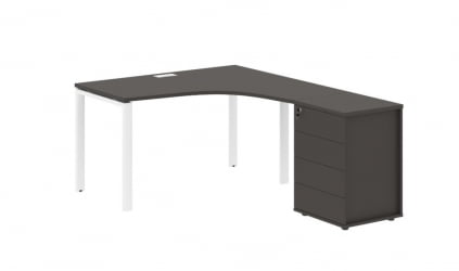 Стол эргономичный с тумбой правый EDIS EUCET 1318 R Мокко Белый