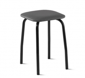 Табурет кухонный 320х320 мм Серый/Металл Черная шагрень