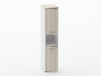 Шкаф 4 узкий закрытый, с нишей Deka 10.19.12Л Дуб Сантана светлый/Белый