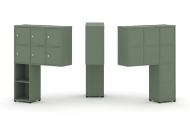 Надставка на стол высокая односторонняя + задняя стенка (8 шт.) + распашной фасад (6 шт.) CONCEPT CN.ONV-008 Кобо Черный металл