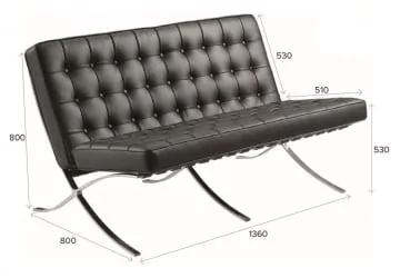 Диван двухместный Everprof Barcelona - 2 экокожа Черный