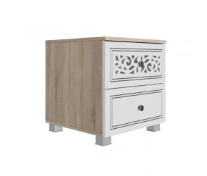 Тумба прикроватная Мадлен 10 Дуб сонома светлый Ясень белый Серебро