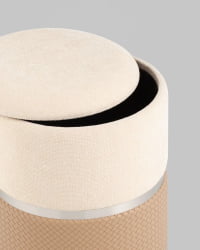 Пуф Кэрри с ящиком бежевый шенилл с экокожей