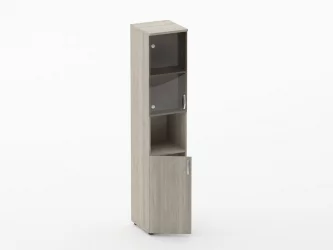 Шкаф высокий со стеклом и нишей Glassy 6.19.14Л Дуб сантана светлый