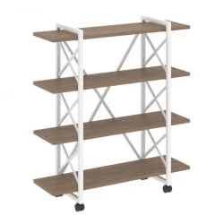 Стеллаж на колесных опорах - 4 полки LOFT  VR.L-MST.K-4.8V Металл белый Дуб Аризона