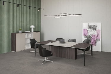 Комплект мебели для переговорной Atlas №06 Бренсон Серый камень Трюфель Антрацит