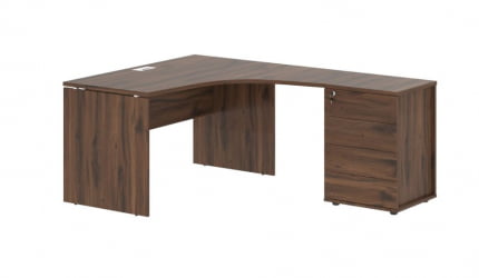 Стол эргономичный с тумбой правый ЕДИС ЕДCЕТ 1518 Р Дуб Денвер темный Белый / EDIS EDCET R