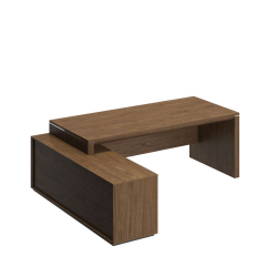 Стол руководителя левый на опорной тумбе VELAR ВЛ 138 ДТ Дуб табачный