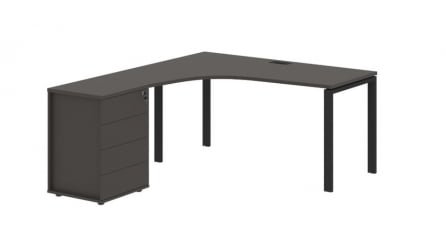 Стол эргономичный с тумбой левый EDIS EUCET 1518 L Мокко Черный