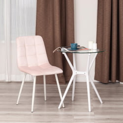 Стул CHILLY (mod. 7094-1) вельвет/металл, 44,5х52,5х86 см, pink (розовый) HLR39 / белый