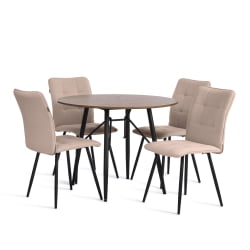 Стул обеденный Bari флок , 46х55х89, бежевый/черный, 7