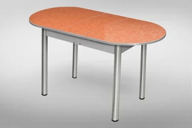 Стол обеденный Универсальный 32мм ХРОМ мет.напр. 3 кат. 103 2007 круги ЛДСП серый