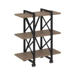 Стеллаж на колесных опорах - 3 полки LOFT  VR.L-MST.K-3.4V Металл черный Дуб Аризона