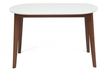 Стол обеденный раскладной BOSCO (Боско) основание бук, столешница мдф, 120+30*80см, Белый + Коричневый