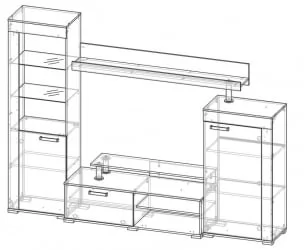 Современная стенка в гостиную Соло 9А Ясень шимо светлый - Ясень шимо темный