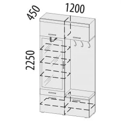 Панель с крючками и зеркалом (лев/прав) Тиффани 47.07.1 Сосна Астрид Мелинга Игуана Бежевый