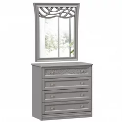 Комод с 4 ящиками с зеркалом ППУ Джулия Оникс серый