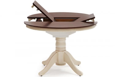 Стол обеденный раскладной Cairo / Каир (CT4260) дерево гевея, 100(133)х100х75см, Античный белый/Темный Дуб