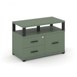 Тумба приставная сервисная с надставкой широкой CОНCЕПТ CН.ТСР-003 Б/В Кобо Черный / CONCEPT CN.TSR-003 B/W