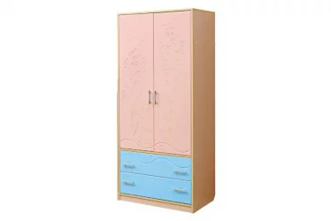 Шкаф 2-дверный Юниор-12.2 МДФ матовый Дуб молочный/Лайм/Оранжевый