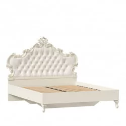 Кровать двуспальная 1600 с тумбами с подъемным механизмом с мягким изголовьем Маркиза 08 Алебастр Шампань