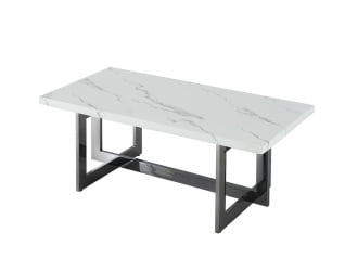 Журнальный столик Нэйтан 122*61 белый мрамор сталь Темный хром