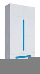 Шкаф двустворчатый с ящиками Палермо Юниор 07 Белый глянец Ясень шимо светлый Синий