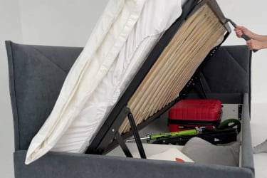 Односпальная кровать с подъемным механизмом Бест (Тахта) КМ.T-15 графит (велюр)